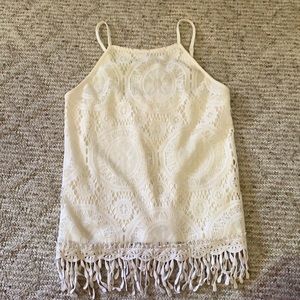 Off white lace tank with under shirt, size small